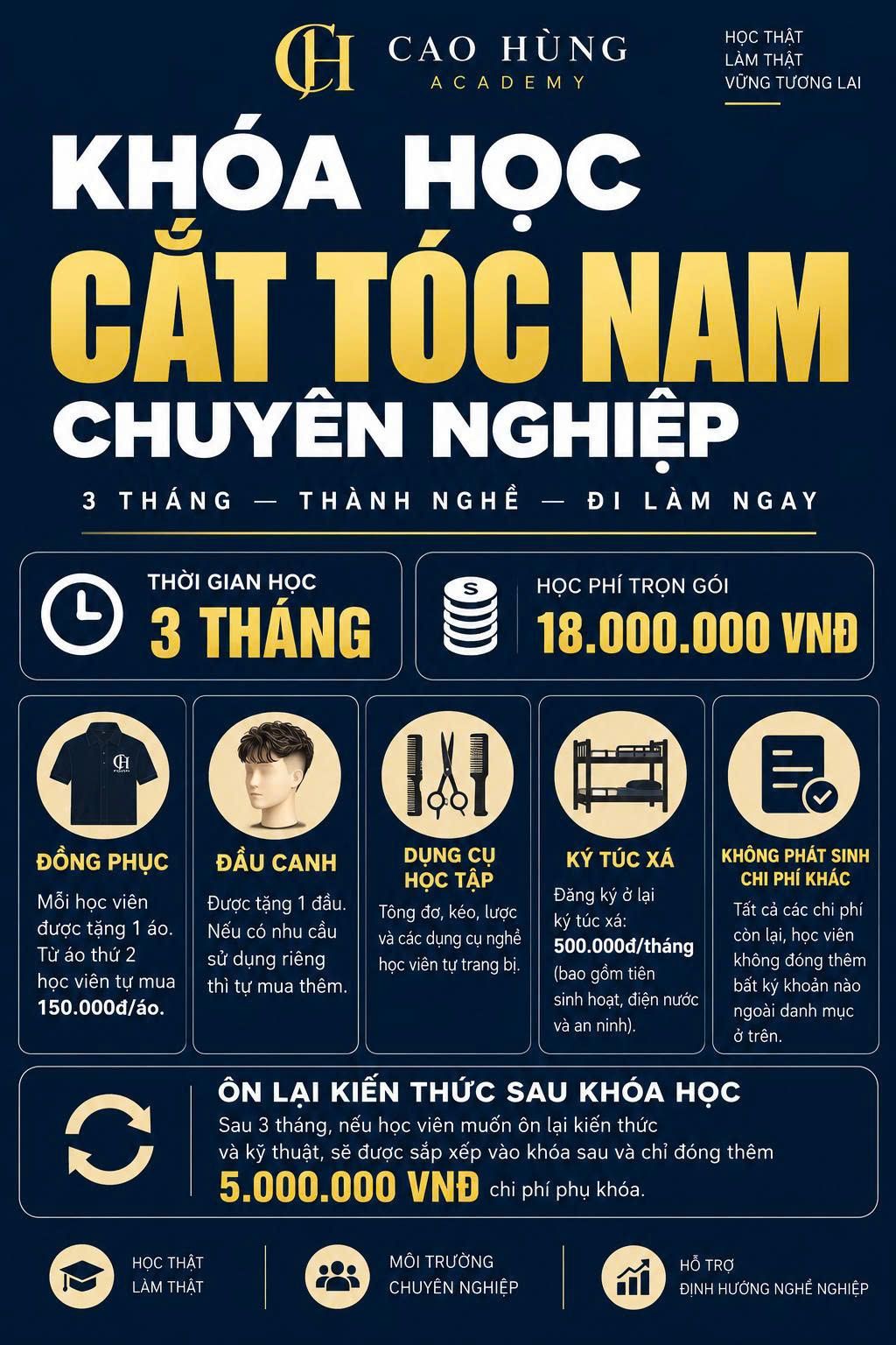 Khoá học cắt tóc nam chuyên nghiệp